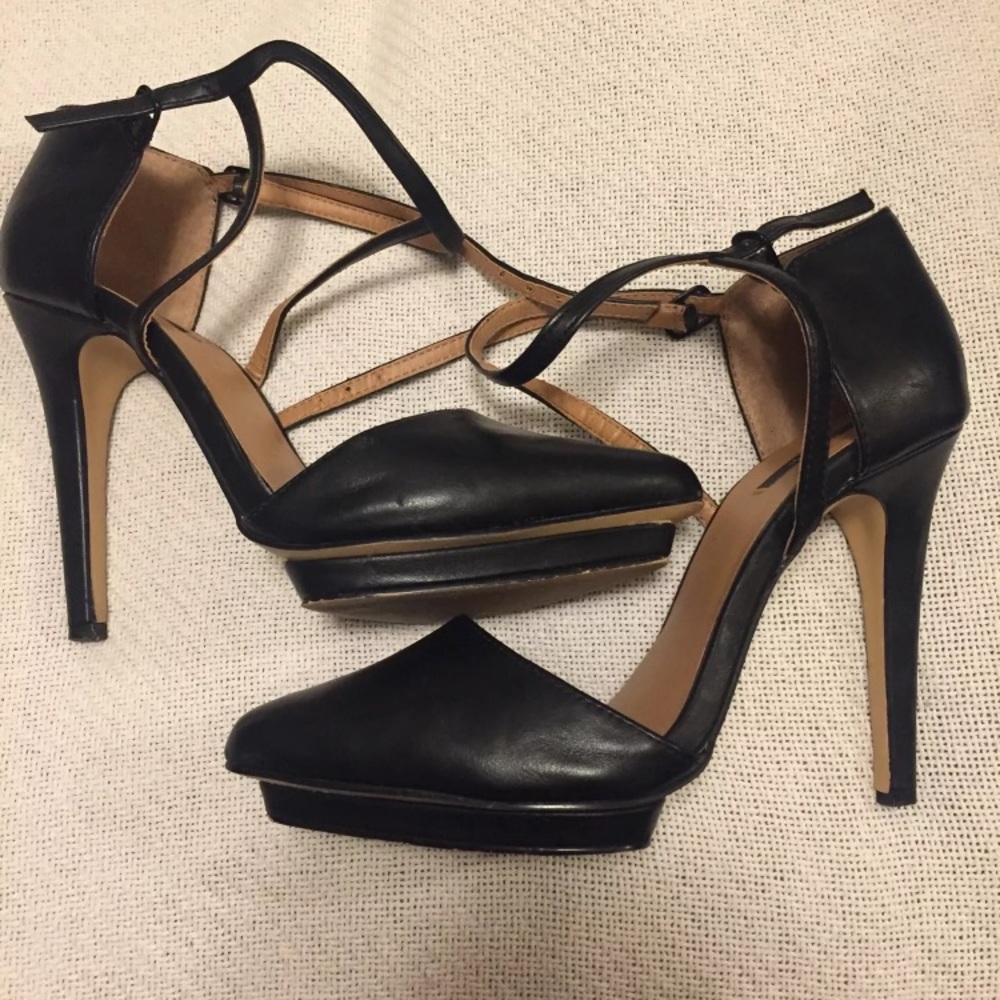 Forever 21 leather strap heels